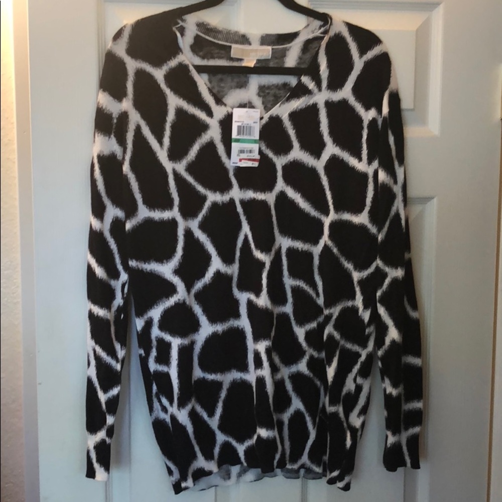 🆕 NWT Michael Kors Animal Print Sweater Size L